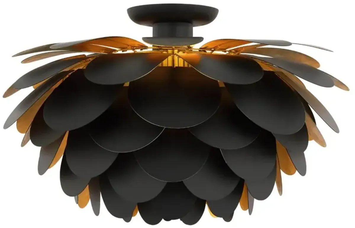 Visual Comfort Cynara Mid Century Modern Matte Black Metal Flush Mount - Large