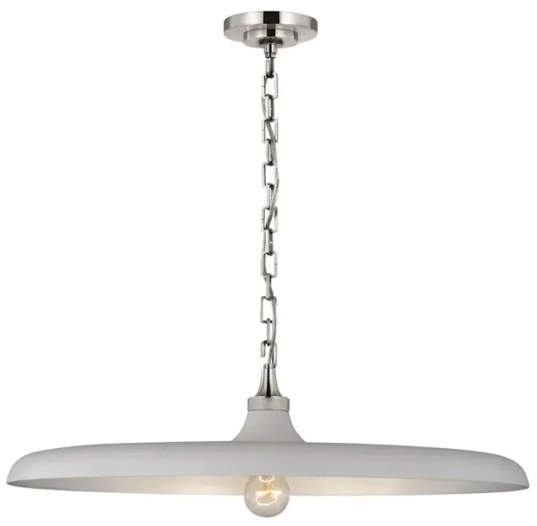 Visual Comfort Piatto Polished Nickel Plaster White Shade Pendant - Large