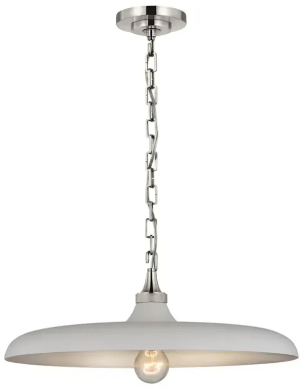 Visual Comfort Piatto Polished Nickel Plaster White Shade Pendant - Medium