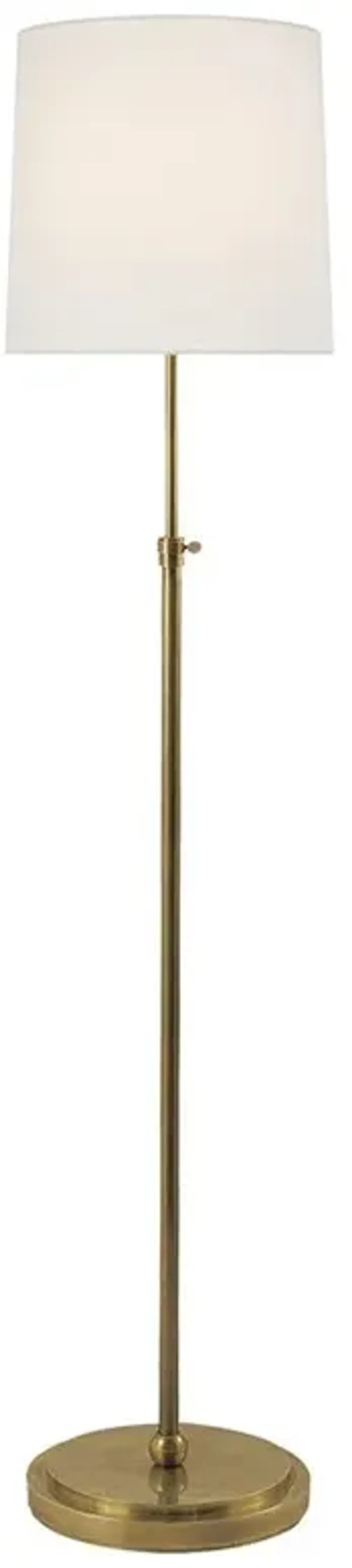Visual Comfort Bryant Modern Antique Brass Linen Shade Floor Lamp