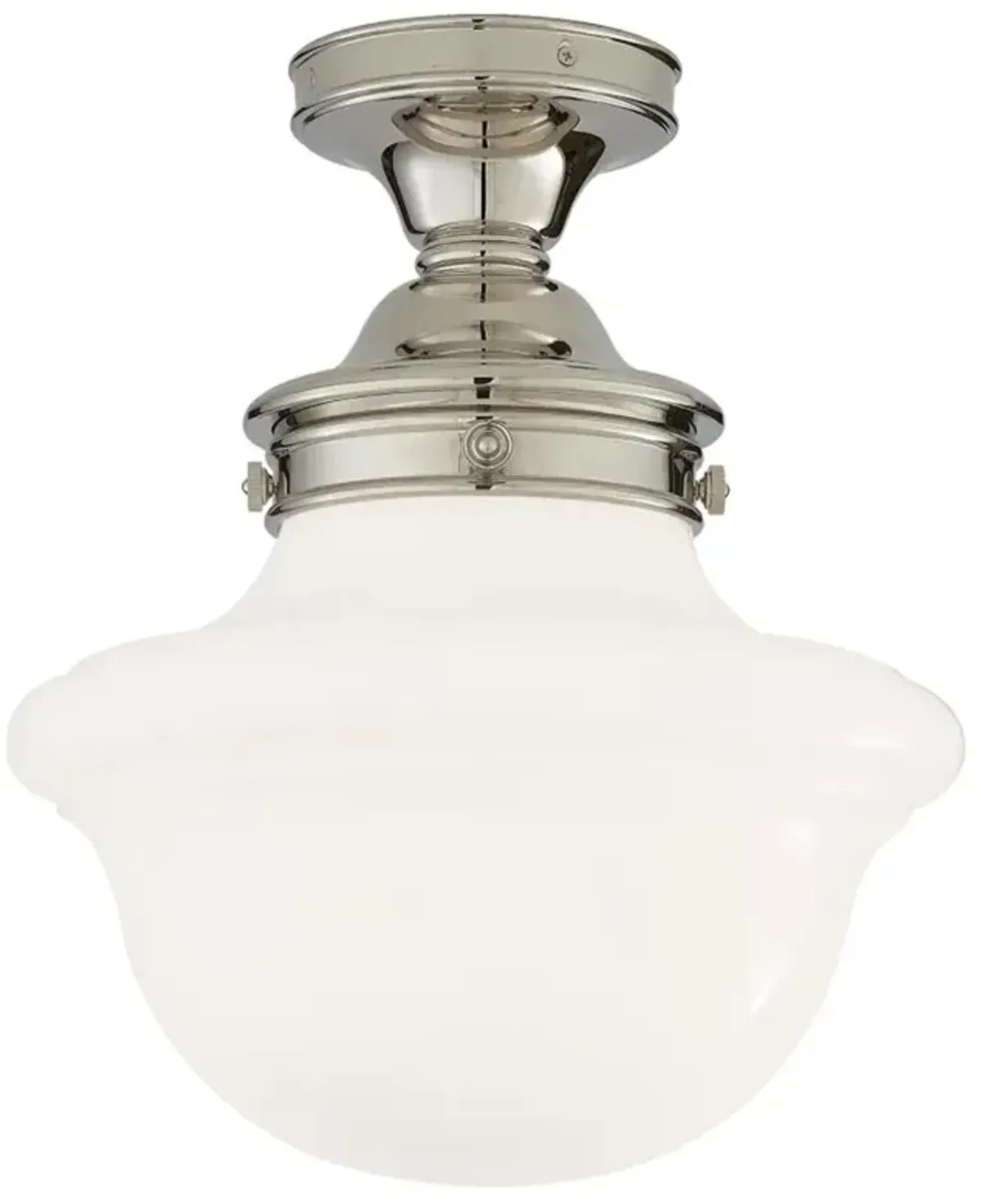 Visual Comfort Edmon French Polished Nickel White Glass Semi Flush Mount