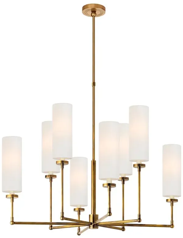 Visual Comfort Ziyi Modern Classic Antique Brass Metal Linen Shaded Chandelier