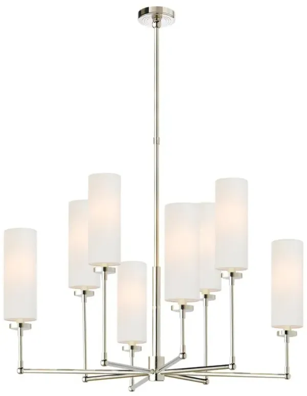 Visual Comfort Ziyi Modern Classic Polished Nickel Linen Shaded Chandelier