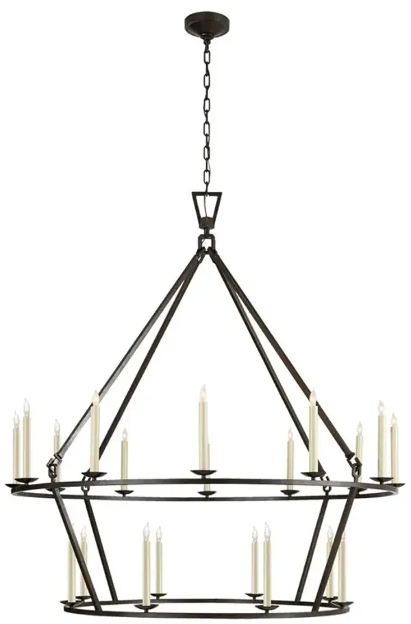 Visual Comfort Darlana Modern Classic Aged Iron 2 Tier Chandelier - Large