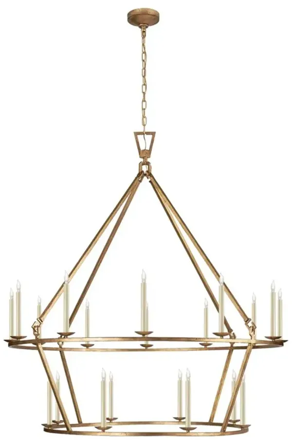 Visual Comfort Darlana Modern Classic Gilded Iron 2 Tier Chandelier - Large