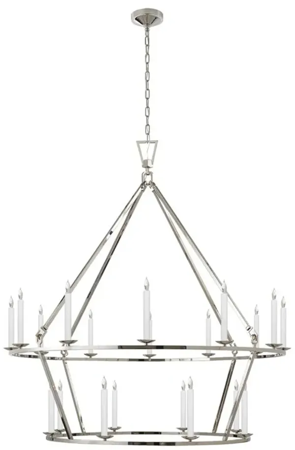 Visual Comfort Darlana Modern Classic Polished Nickel 2 Tier Chandelier - Large
