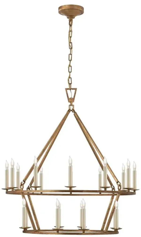 Visual Comfort Darlana Modern Classic Gilded Iron 2 Tier Chandelier - Small