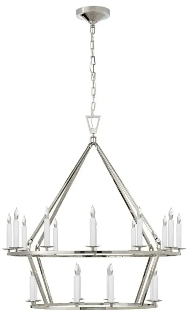 Visual Comfort Darlana Modern Classic Polished Nickel 2 Tier Chandelier - Small