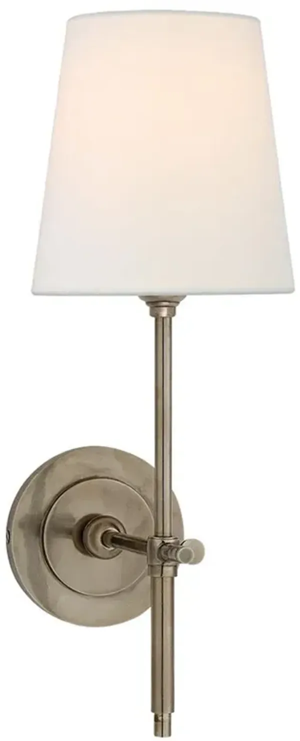 Visual Comfort Bryant Modern Antique Nickel Linen Shade Sconce - Small