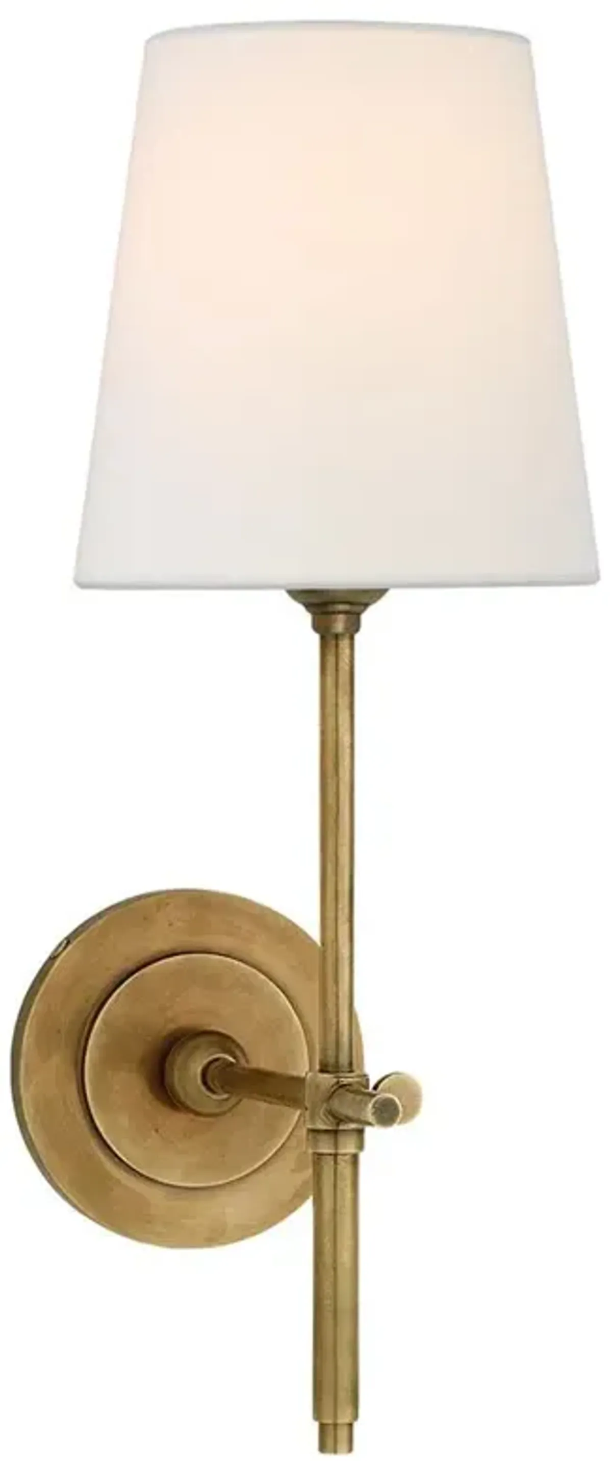 Visual Comfort Bryant Modern Antique Brass Linen Shade Sconce - Small