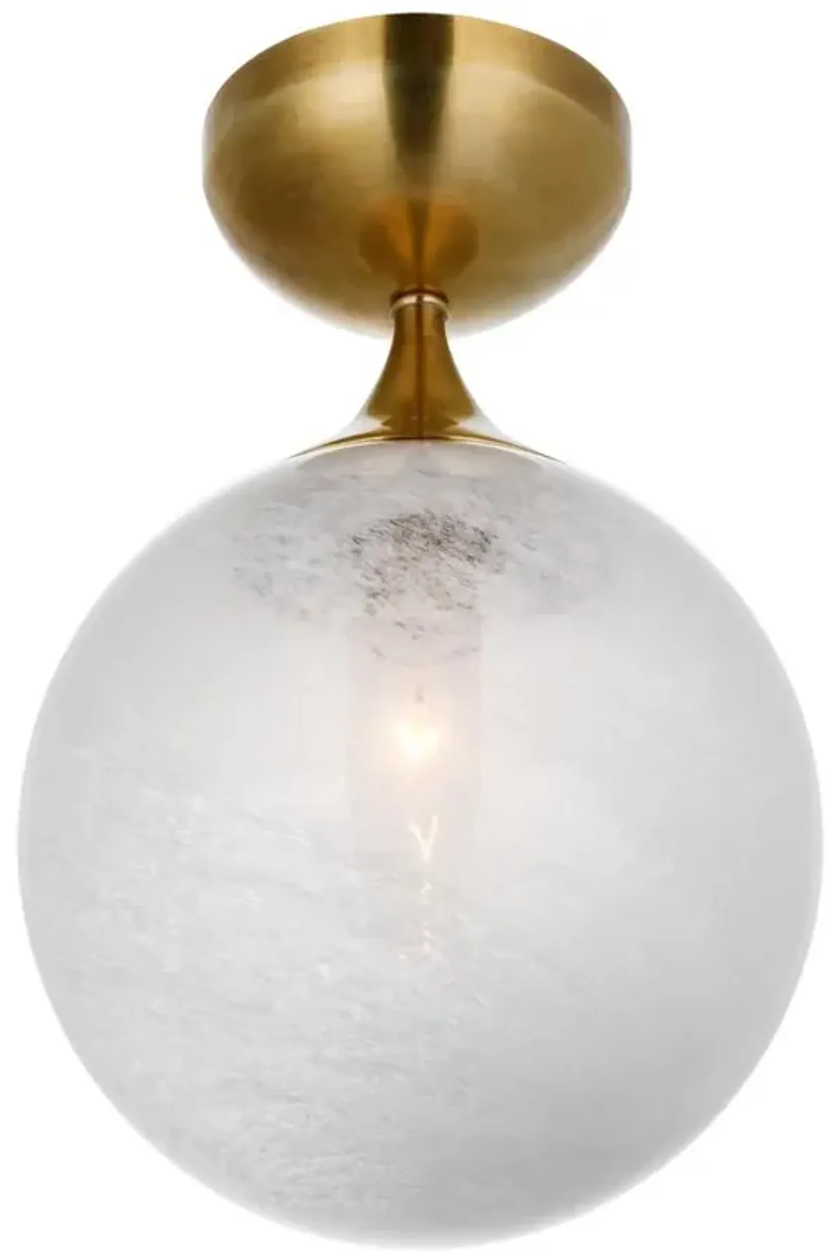 Visual Comfort Cristol Mid Century Modern Antique Brass Flush Mount - Small