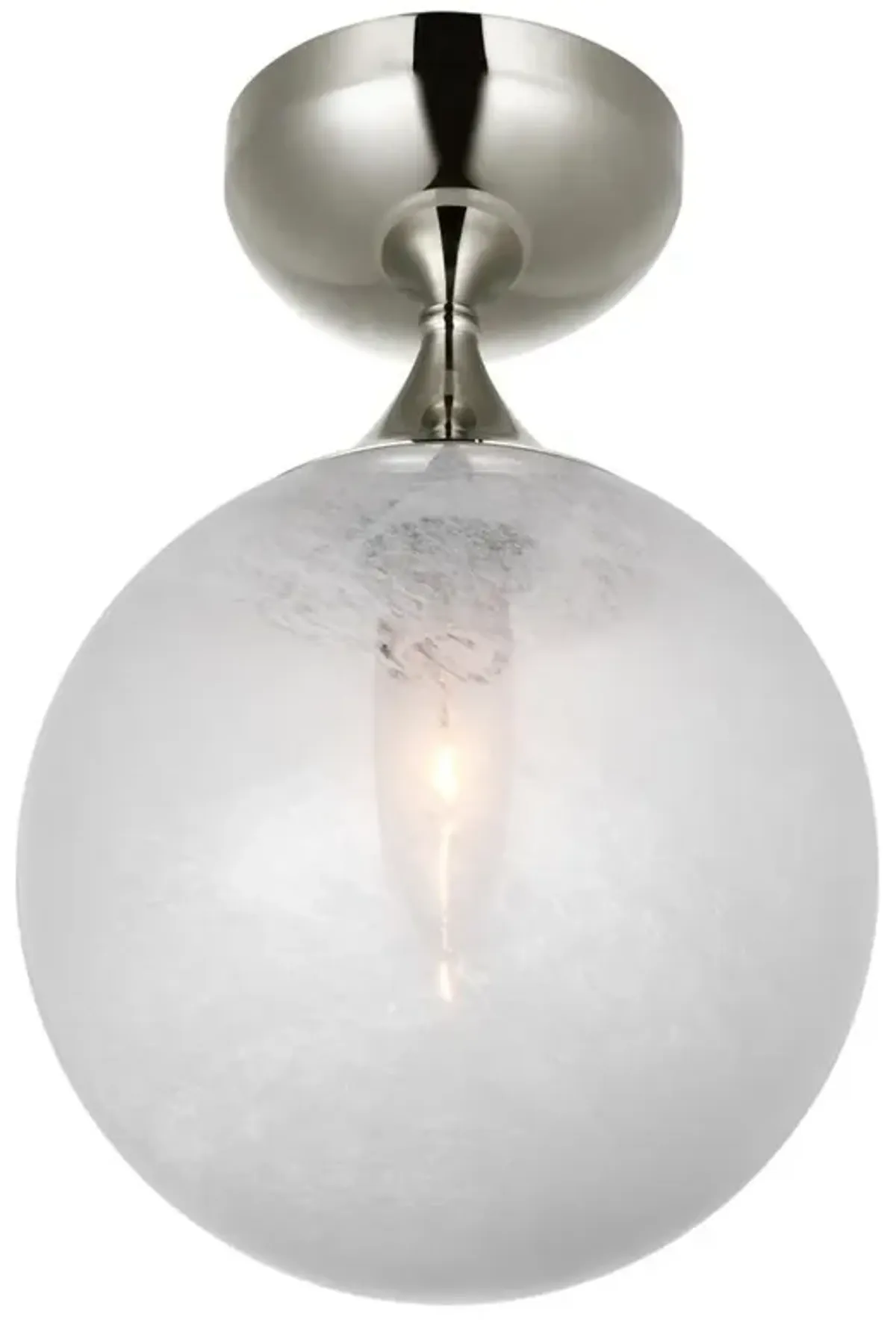 Visual Comfort Cristol Mid Century Modern Polished Nickel Flush Mount - Small