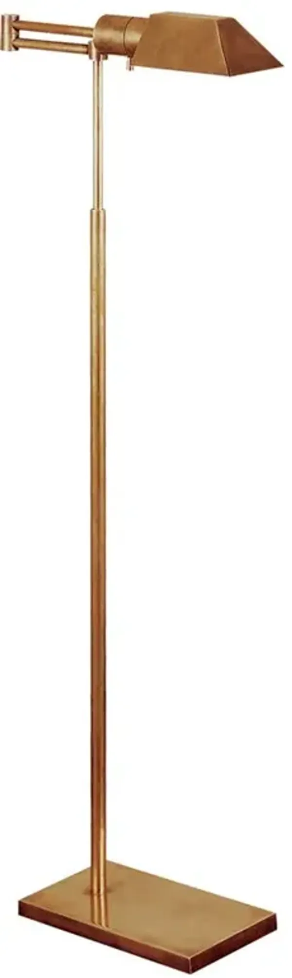 Visual Comfort Studio Modern Classic Antique Brass Metal Swing Arm Floor Lamp