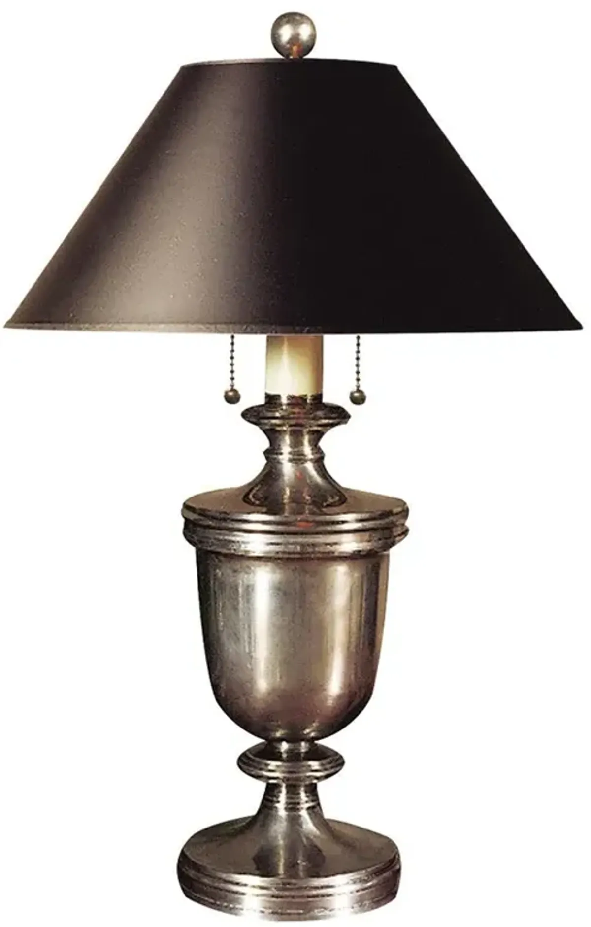 Visual Comfort Classical Regency Antique Nickel Black Shade Table Lamp