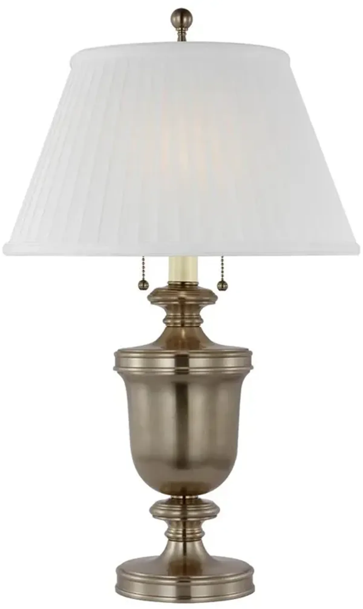 Visual Comfort Classical Regency Antique Nickel Silk Pleated Shade Table Lamp