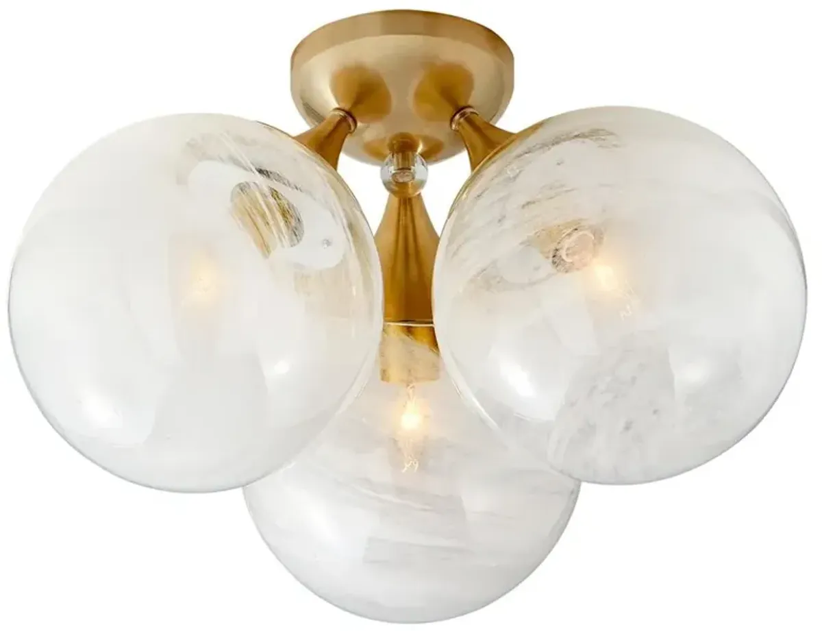 Visual Comfort Cristol Mid Century Modern Antique Brass Flush Mount - Large