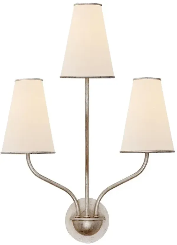 Visual Comfort Montreuil Regency Burnished Silver Leaf Linen Armed Sconce