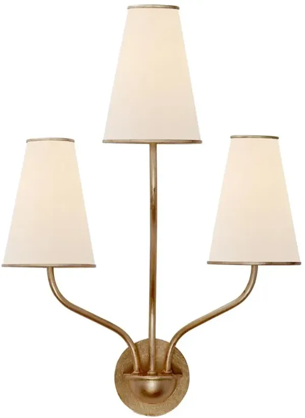 Visual Comfort Montreuil Hollywood Regency Gild Metal Linen Armed Sconce