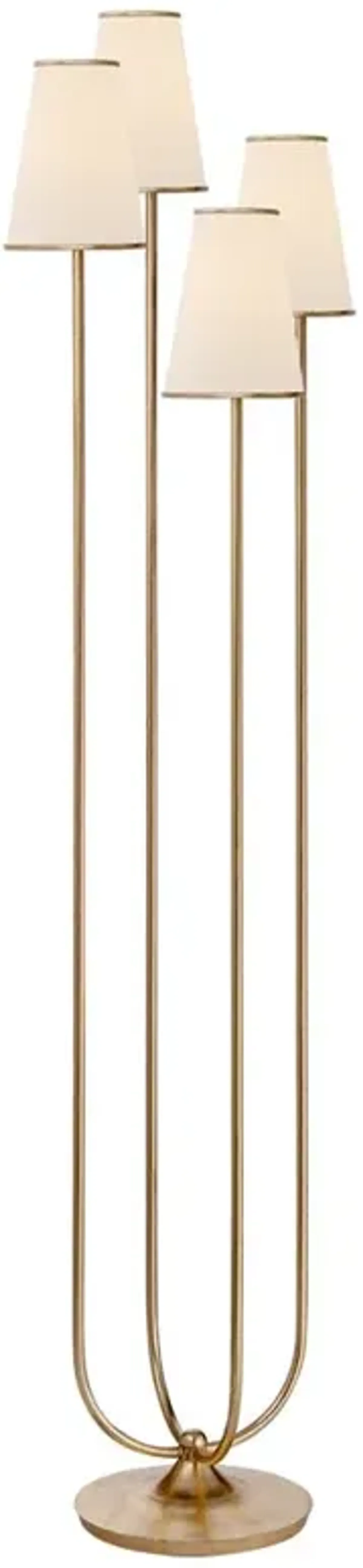 Visual Comfort Montreuil Hollywood Regency Gild Metal Linen Shade Floor Lamp