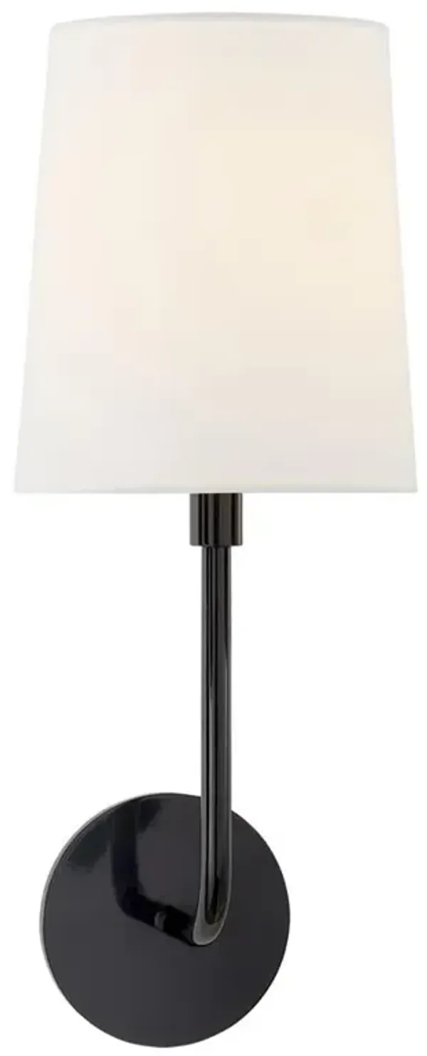 Visual Comfort Go Lightly Mid Century Charcoal Metal Linen Shade Sconce