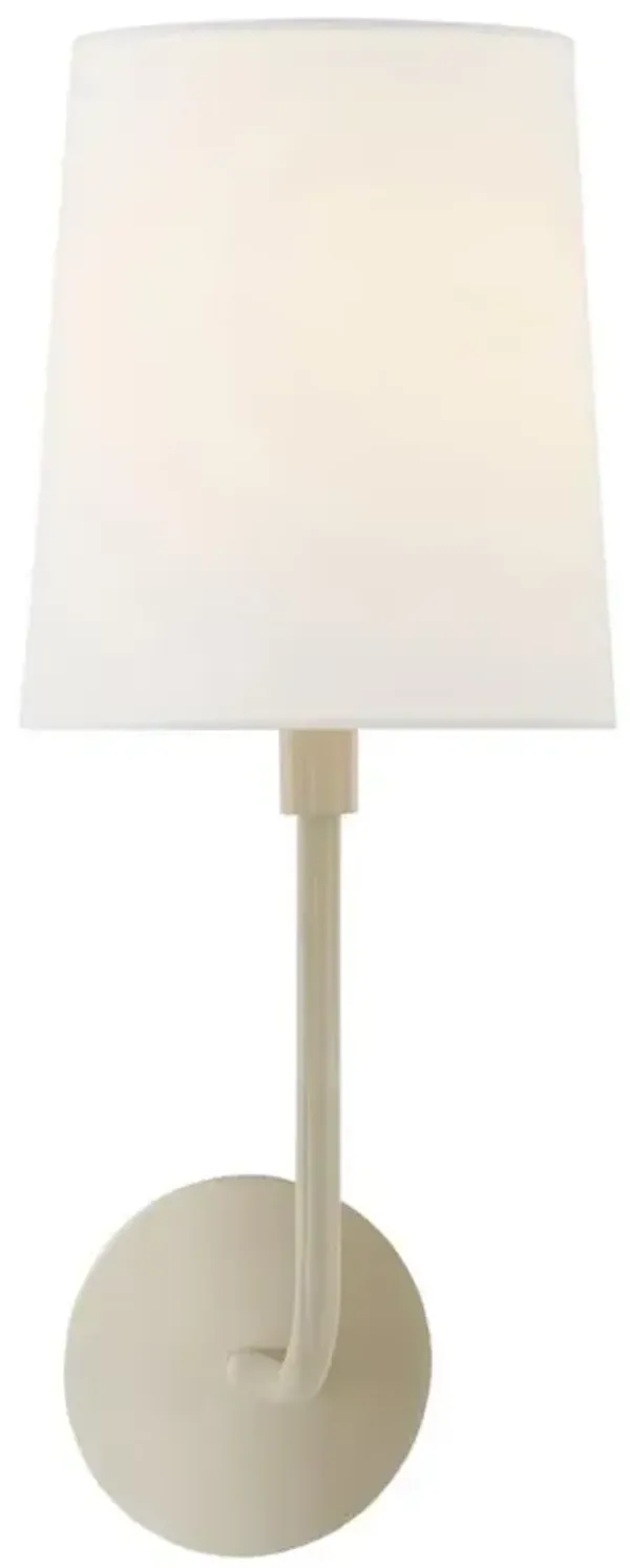 Visual Comfort Go Lightly Mid Century White Metal Linen Shade Wallchiere Sconce