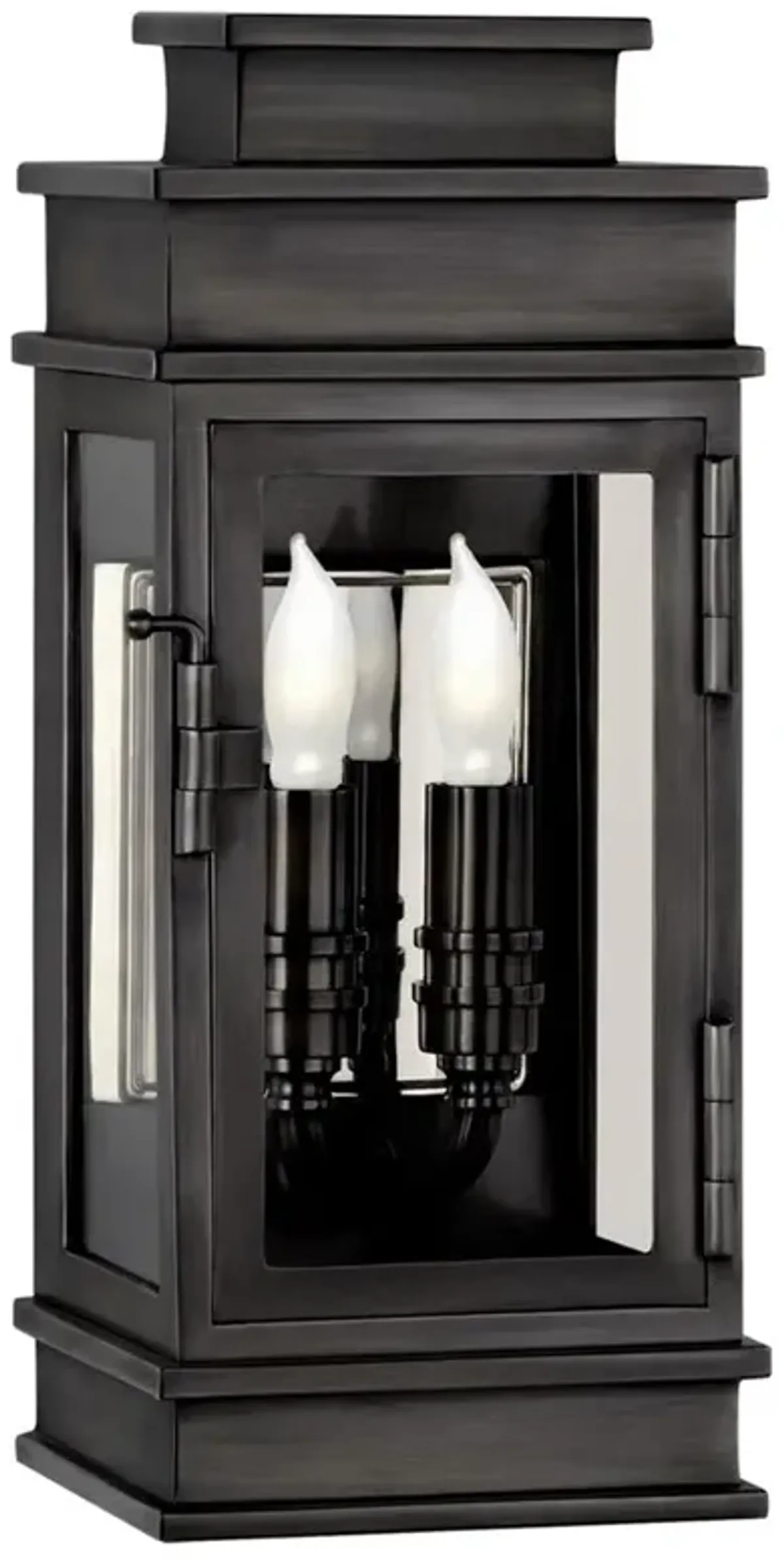 Visual Comfort Linear French Bronze Metal Lantern Outdoor Sconce - Mini