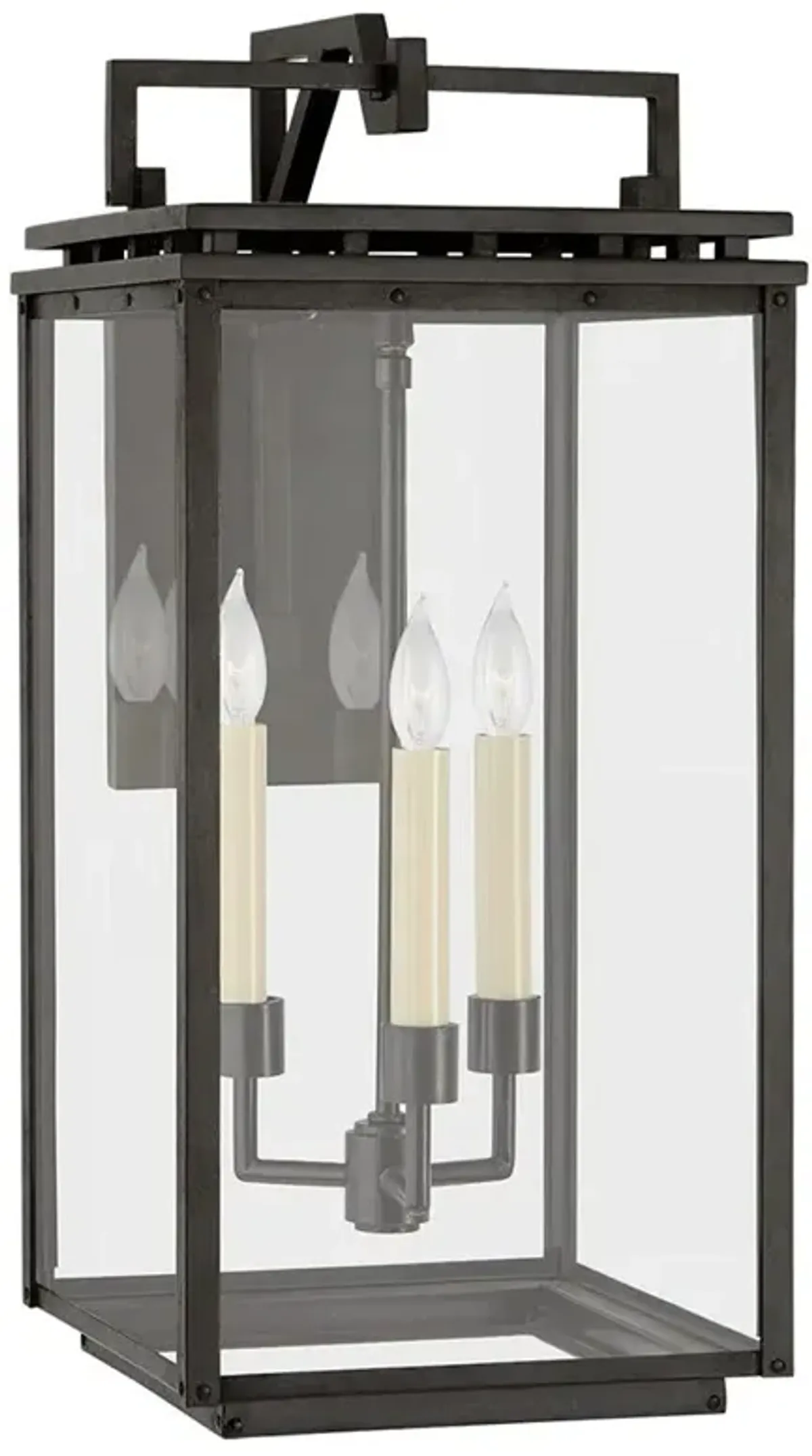 Visual Comfort Cheshire Aged Iron Bracketed Glass Outdoor Wall Lantern - Medium