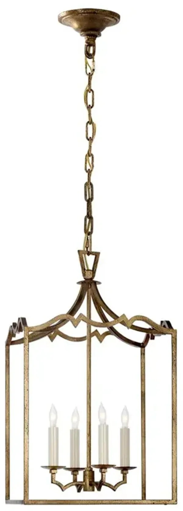 Visual Comfort Darlana Modern Classic Gilded Iron Fancy Lantern Pendant - Small