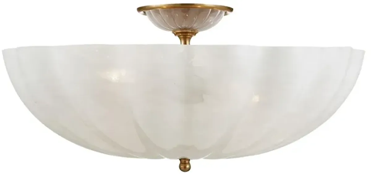 Visual Comfort Rosehill Antique Brass Metal White Glass Flush Mount - Large
