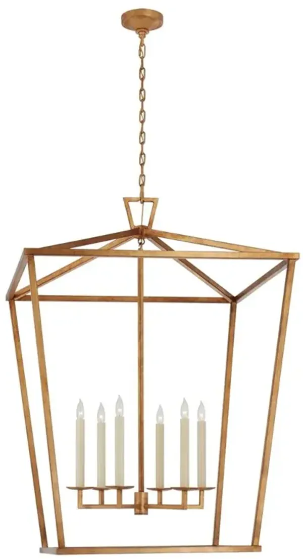 Visual Comfort Darlana Modern Gilded Iron Lantern Pendant - Double Extra Large