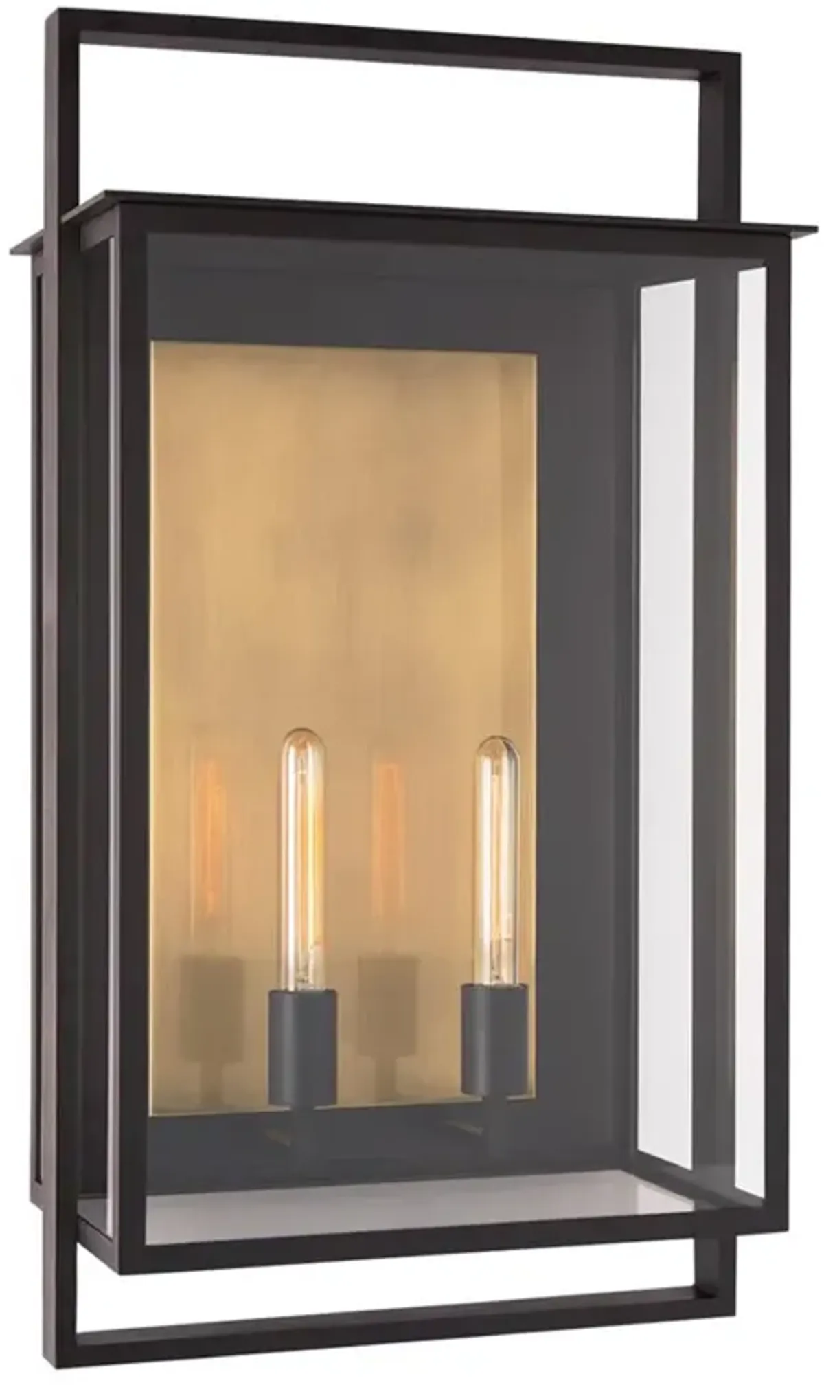 Visual Comfort Halle Modern Classic Aged Iron Framed Glass Wall Lantern - Grande
