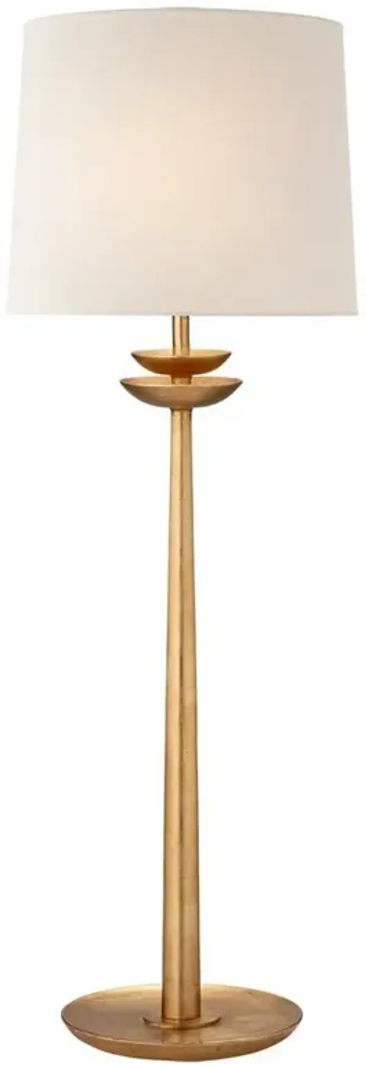 Visual Comfort Beaumont Modern Gild Linen Shade Buffet Table Lamp