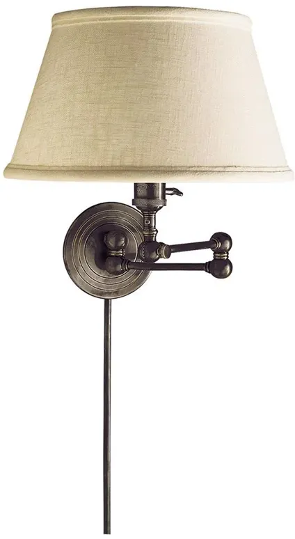 Visual Comfort Boston Industrial Bronze Linen Shade Swing Arm Sconce