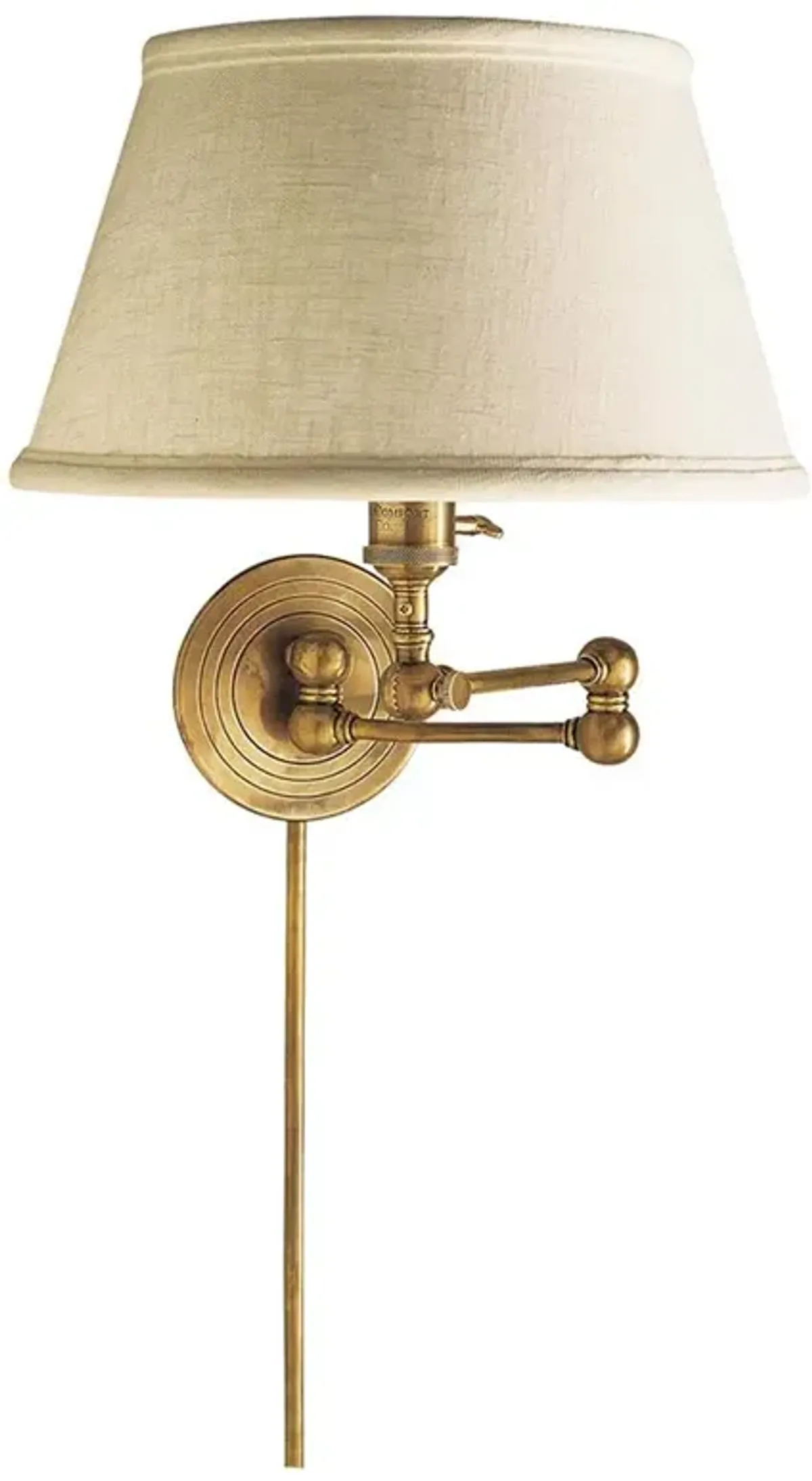 Visual Comfort Boston Industrial Antique Brass Linen Shade Swing Arm Sconce