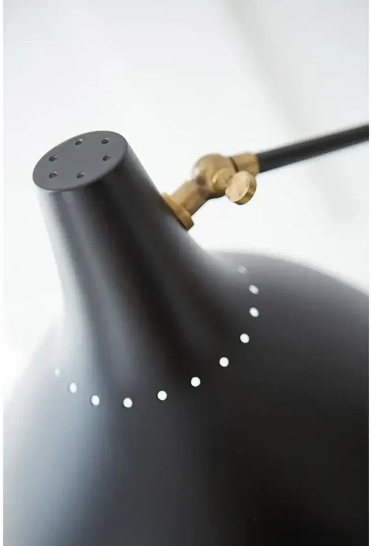 Visual Comfort Charlton Black Metal Antique Brass Base Adjustable Floor Lamp