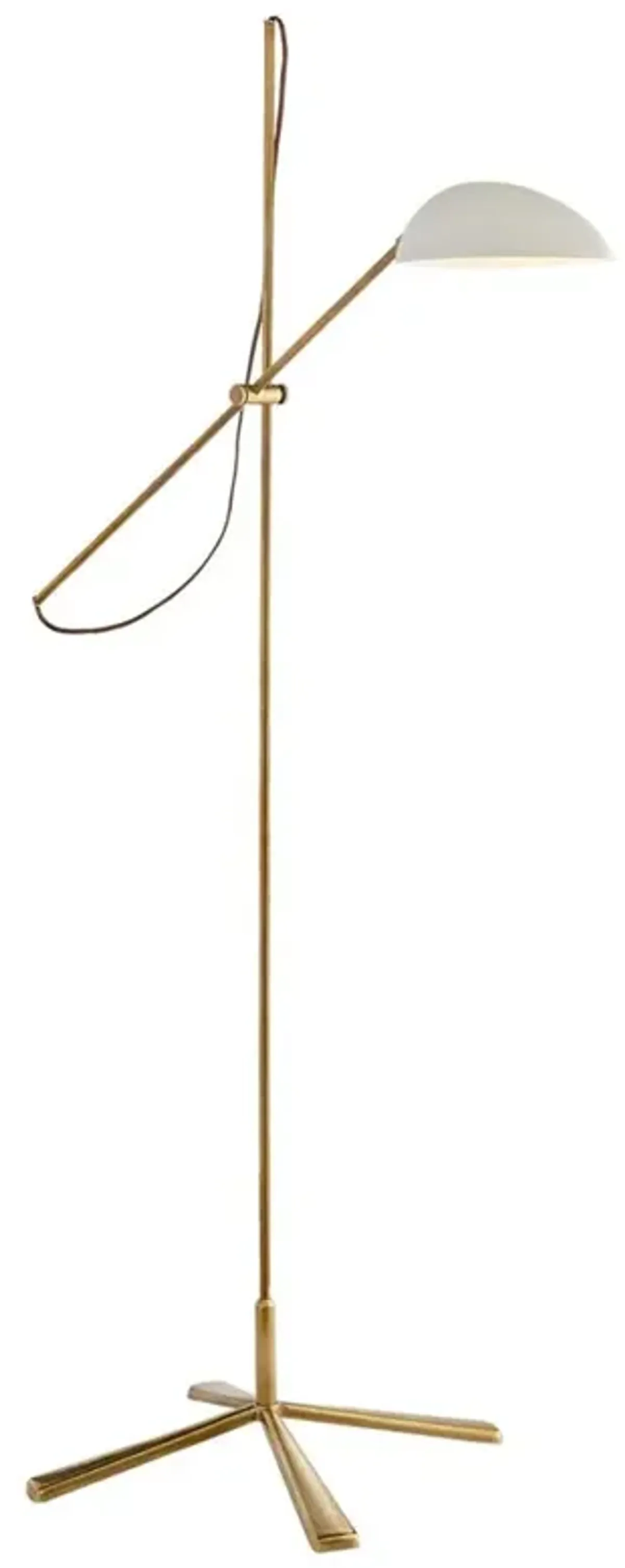 Visual Comfort Graphic Mid Century Modern Antique Brass White Shade Floor Lamp