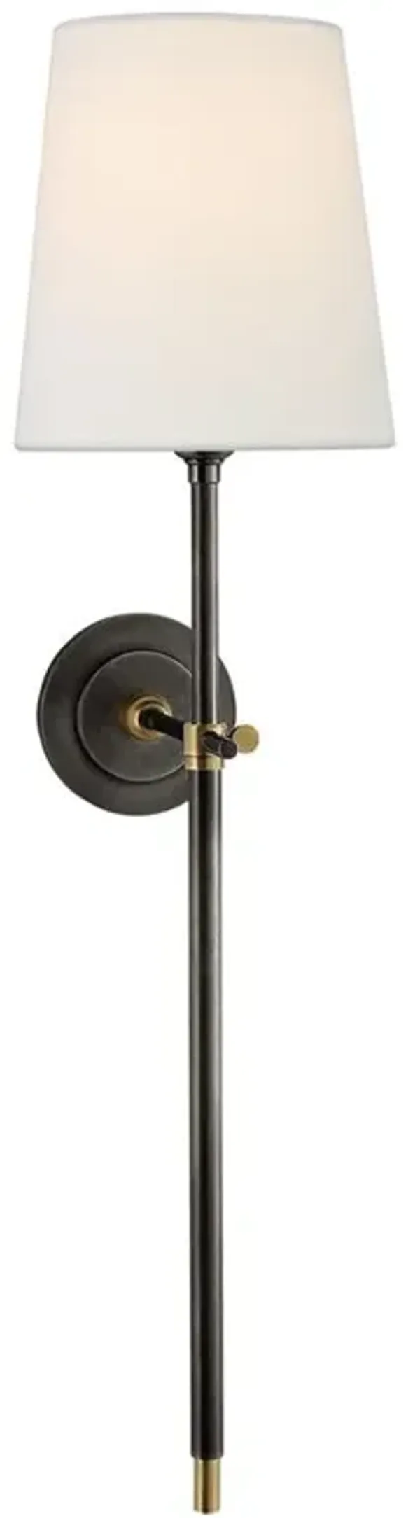 Visual Comfort Bryant Modern Bronze Antique Brass Linen Shade Sconce - Large