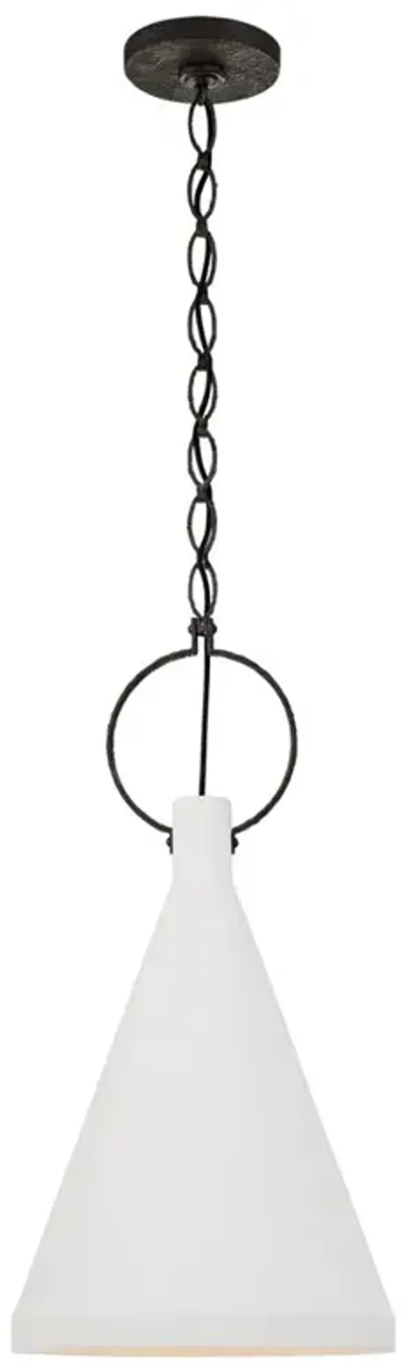 Visual Comfort Limoges Natural Rust  Plaster White Shade Pendant - Medium Tall