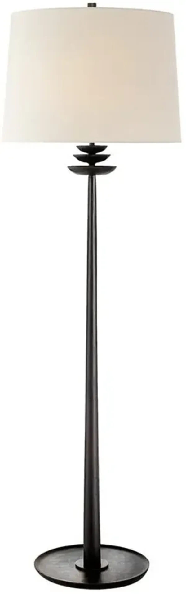 Visual Comfort Beaumont Modern Aged Iron Linen Shade Floor Lamp