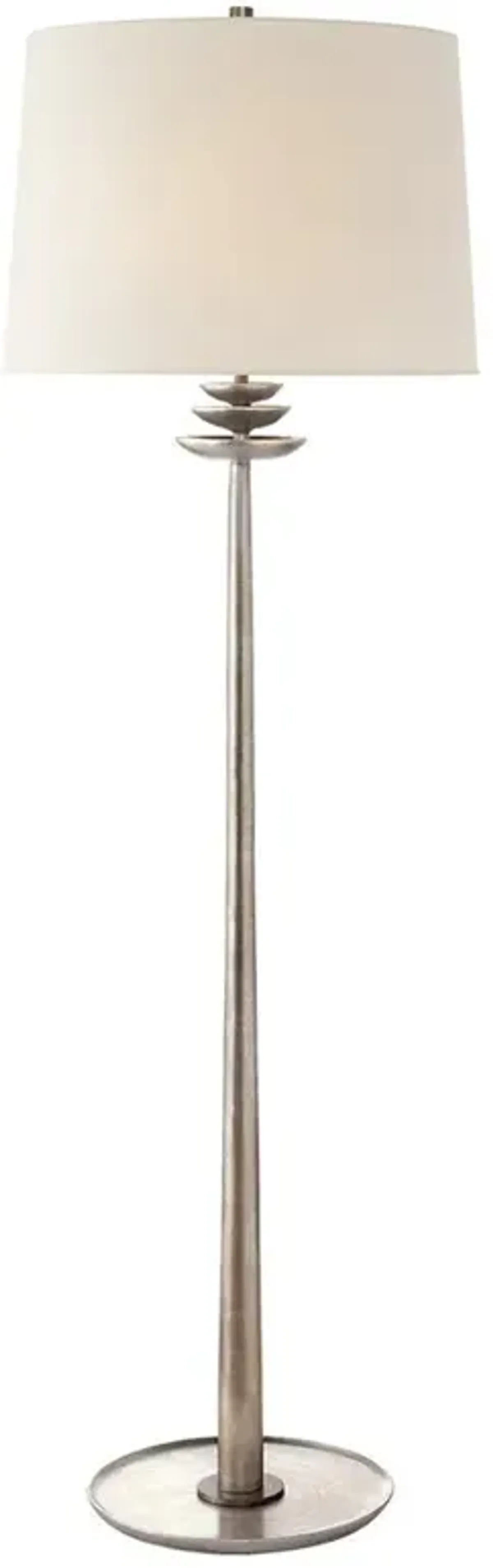Visual Comfort Beaumont Modern Burnished Silver Leaf Linen Shade Floor Lamp