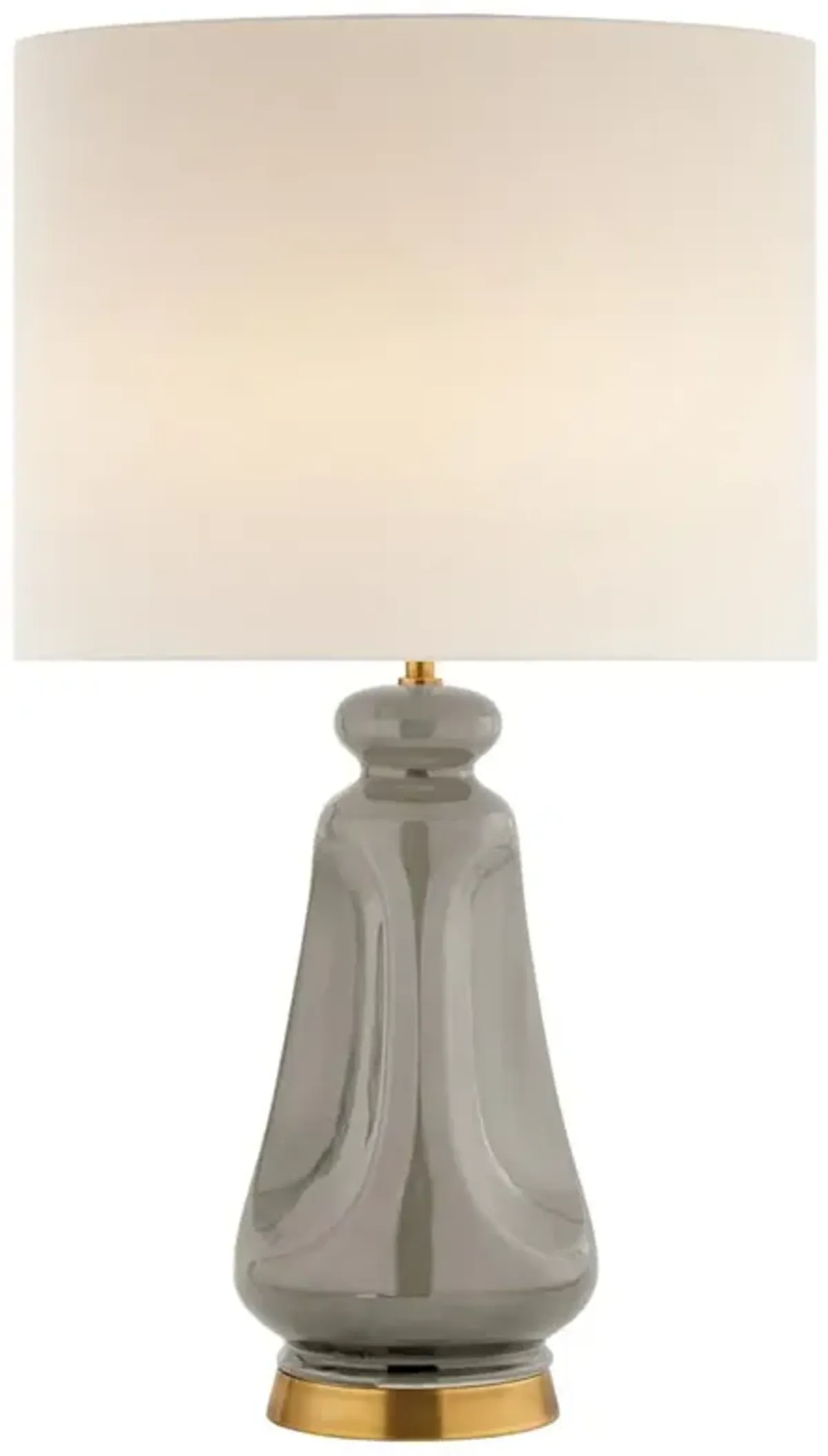 Visual Comfort Kapila Modern Classic Shellish Gray Linen Shade Table Lamp