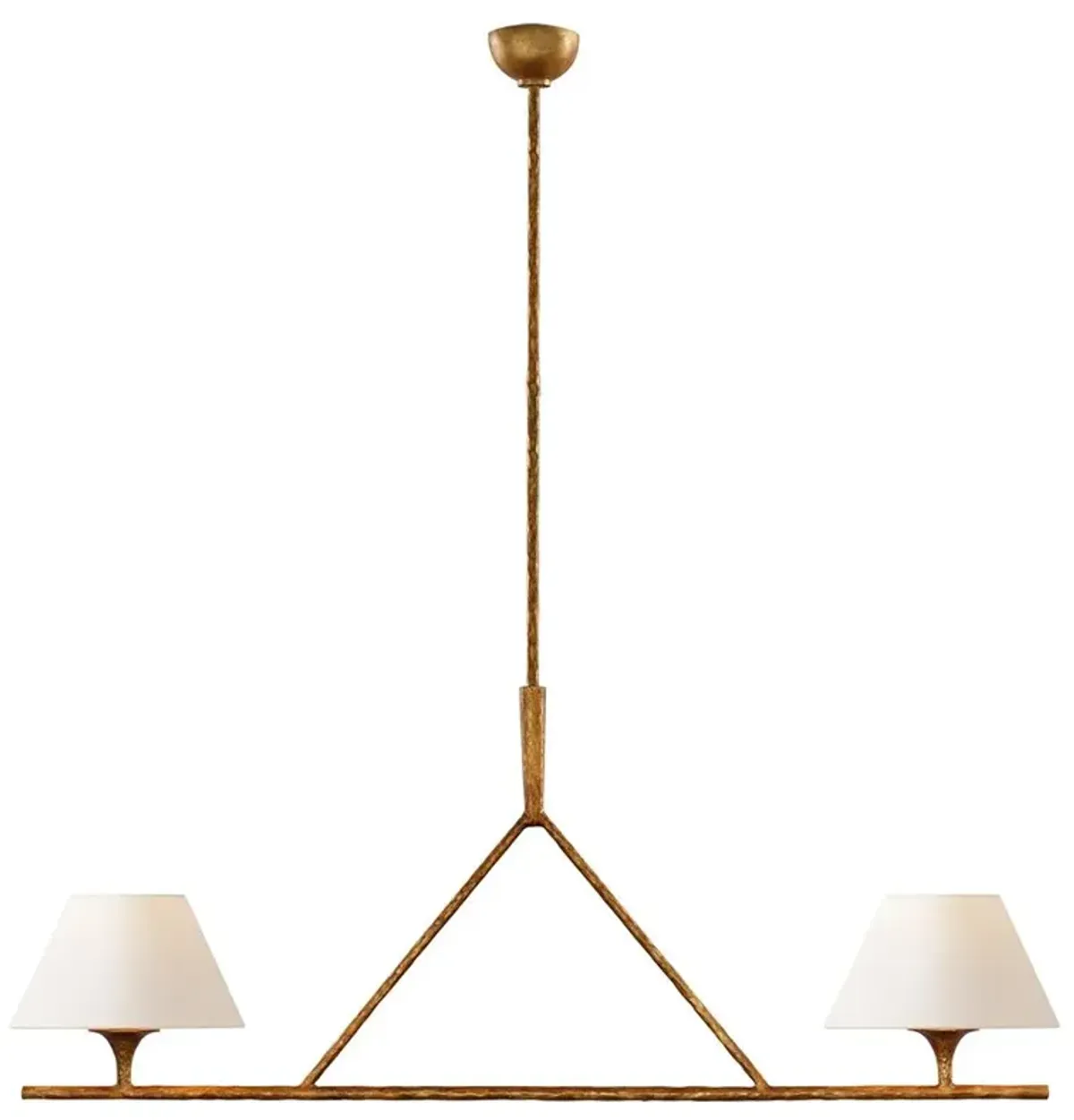 Visual Comfort Cesta Modern Classic Gilded Iron Linear Shaded Chandelier