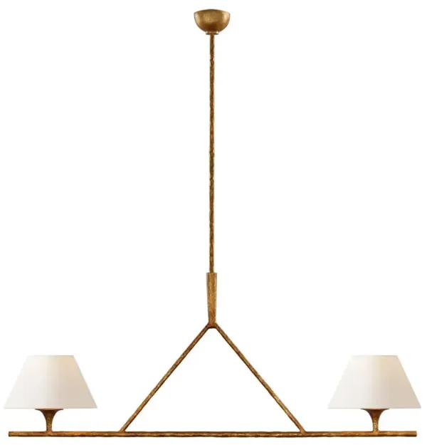 Visual Comfort Cesta Modern Classic Gilded Iron Linear Shaded Chandelier