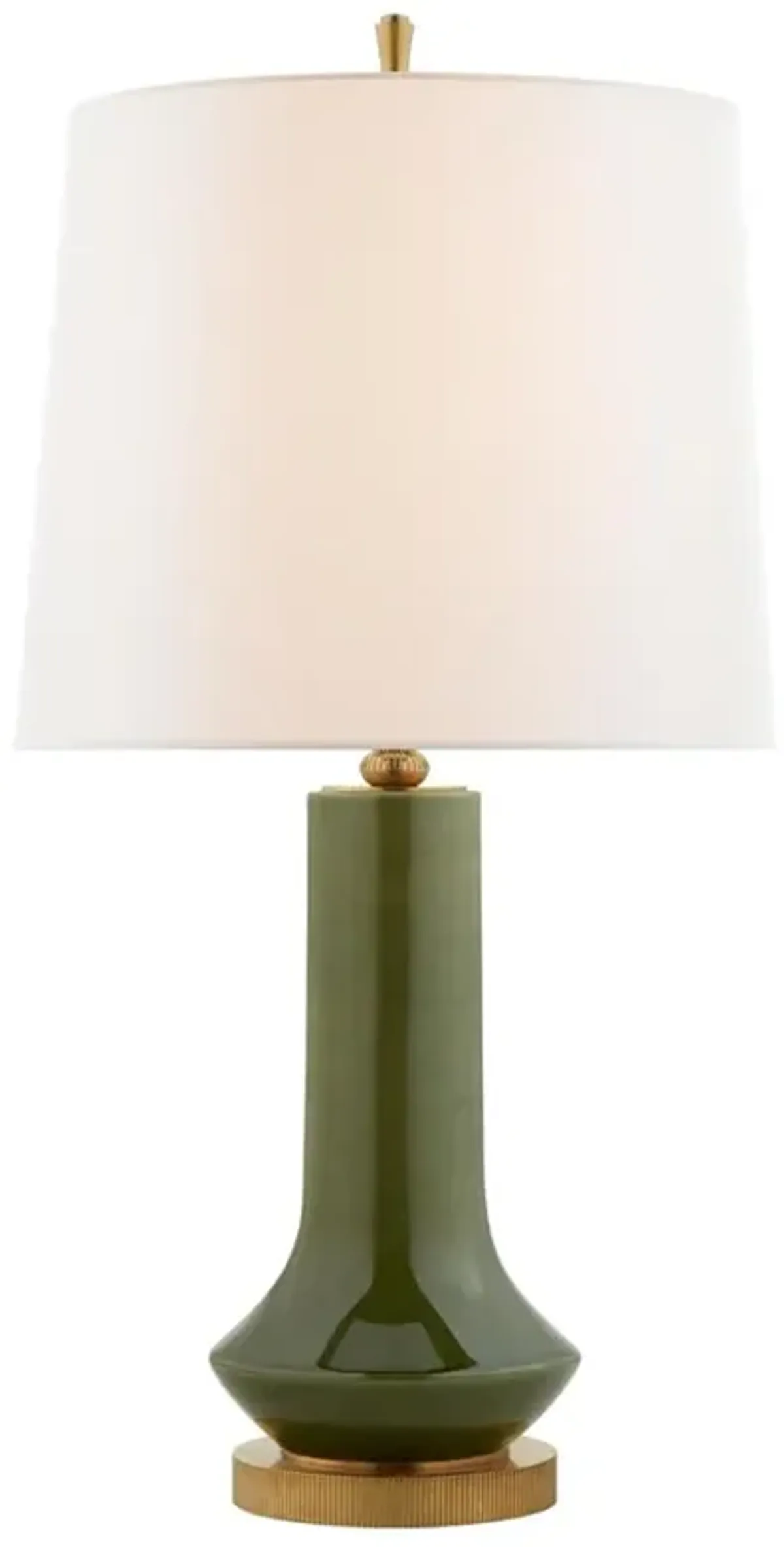 Visual Comfort Luisa French Country Green Ceramic Linen Shade Table Lamp