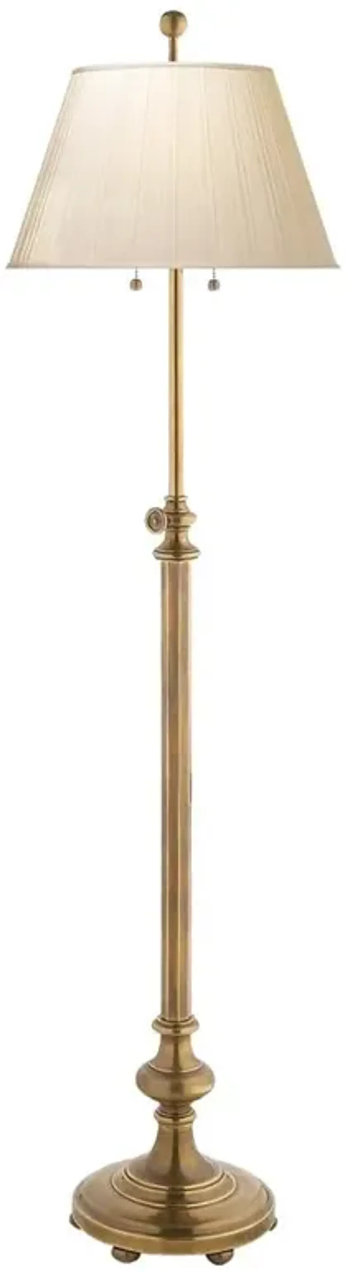 Visual Comfort Overseas Regency Antique Brass Silk Pleated Adjustable Floor Lamp