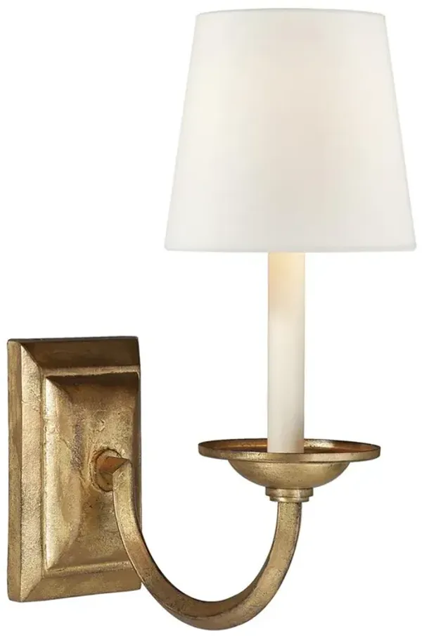 Visual Comfort Flemish French Gilded Iron Linen Shade Single Sconce