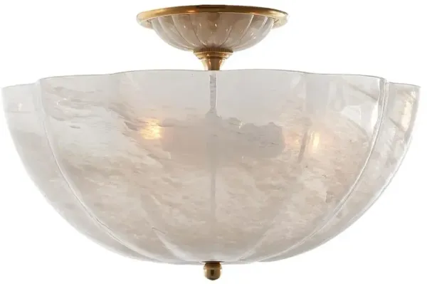Visual Comfort Rosehill Antique Brass Metal White Glass Flush Mount - Small
