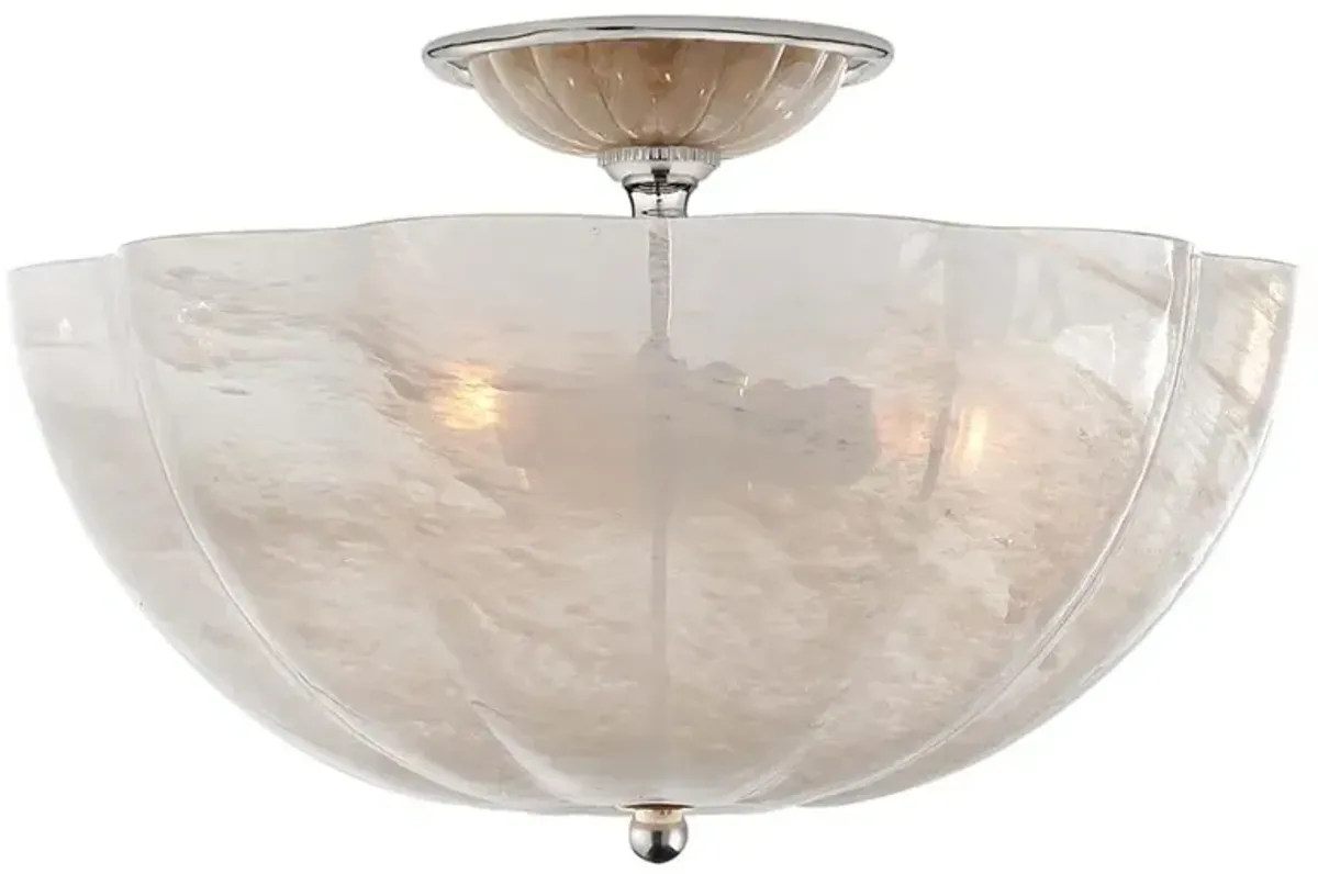 Visual Comfort Rosehill Polished Nickel Metal White Glass Flush Mount - Smaill