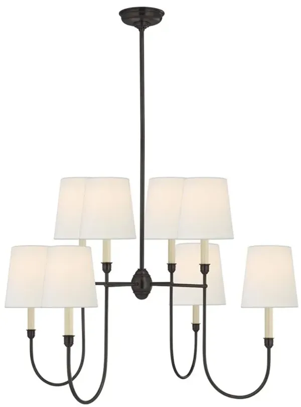 Visual Comfort Vendome Modern Classic Bronze Linen Shaded Chandelier - Large