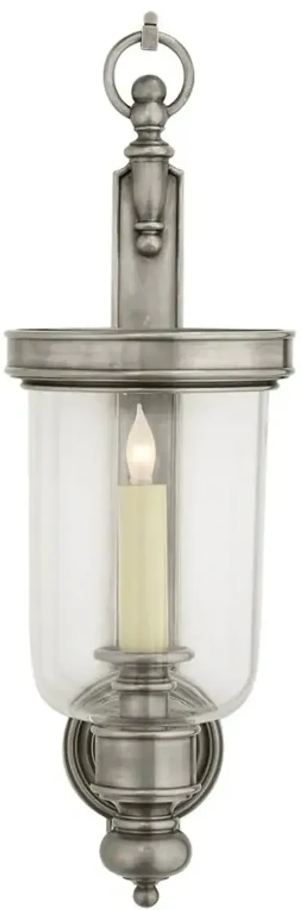 Visual Comfort Georgian French Antique Nickel Metal Hurricane Wall Sconce